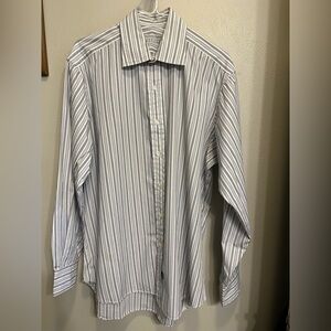 Classic White and Gray Striped Dress Shirt